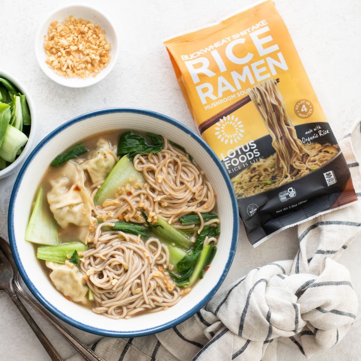 Buckwheat Shiitake Rice Ramen with Mushroom Soup