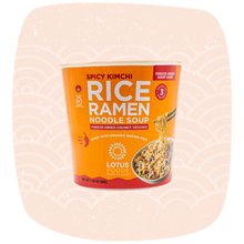 Load image into Gallery viewer, Spicy Kimchi Rice Ramen Noodle Soup with Freeze-Dried Chunky Veggies
